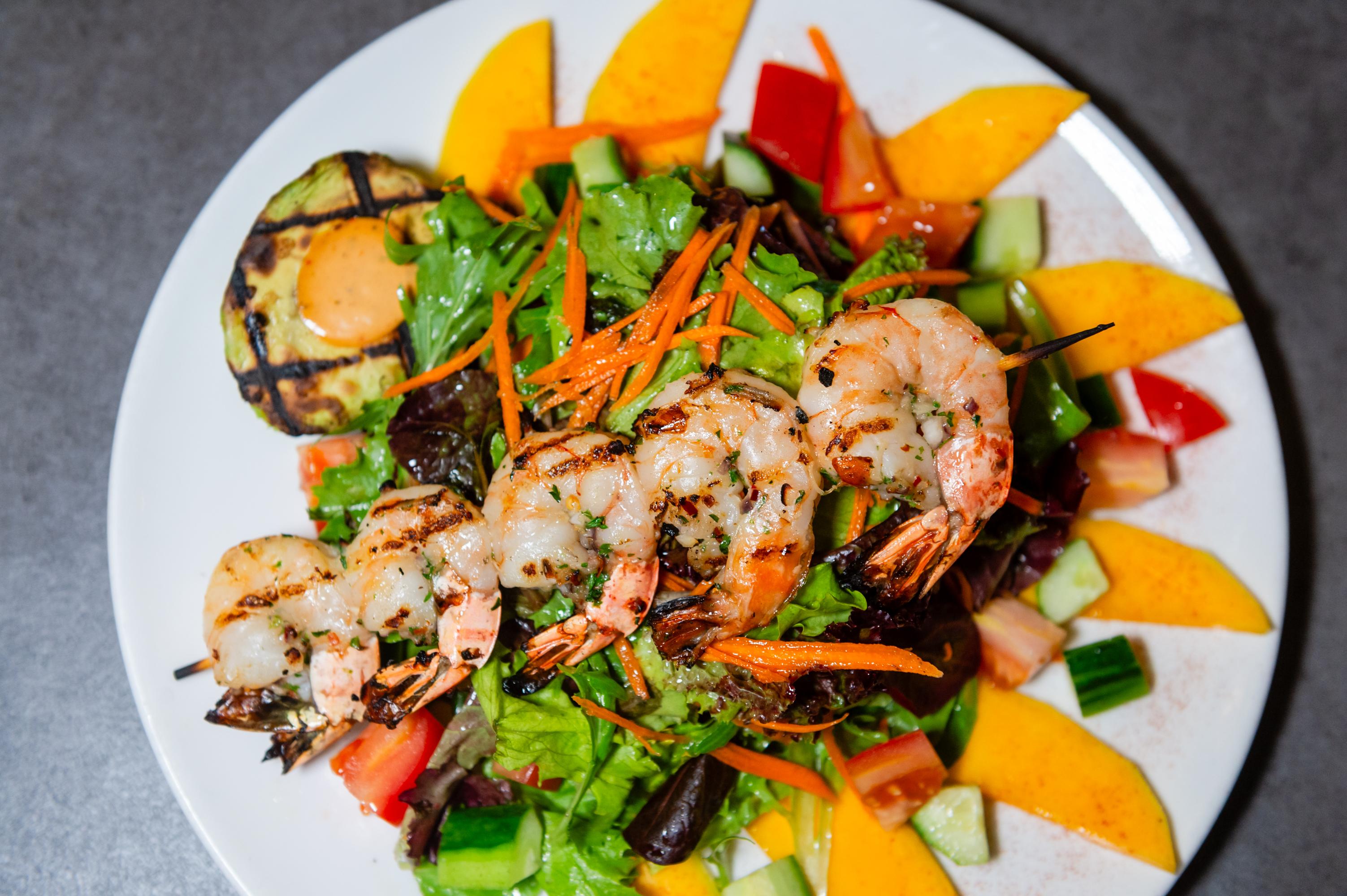 Grilled Prawn & Avocado Salad.