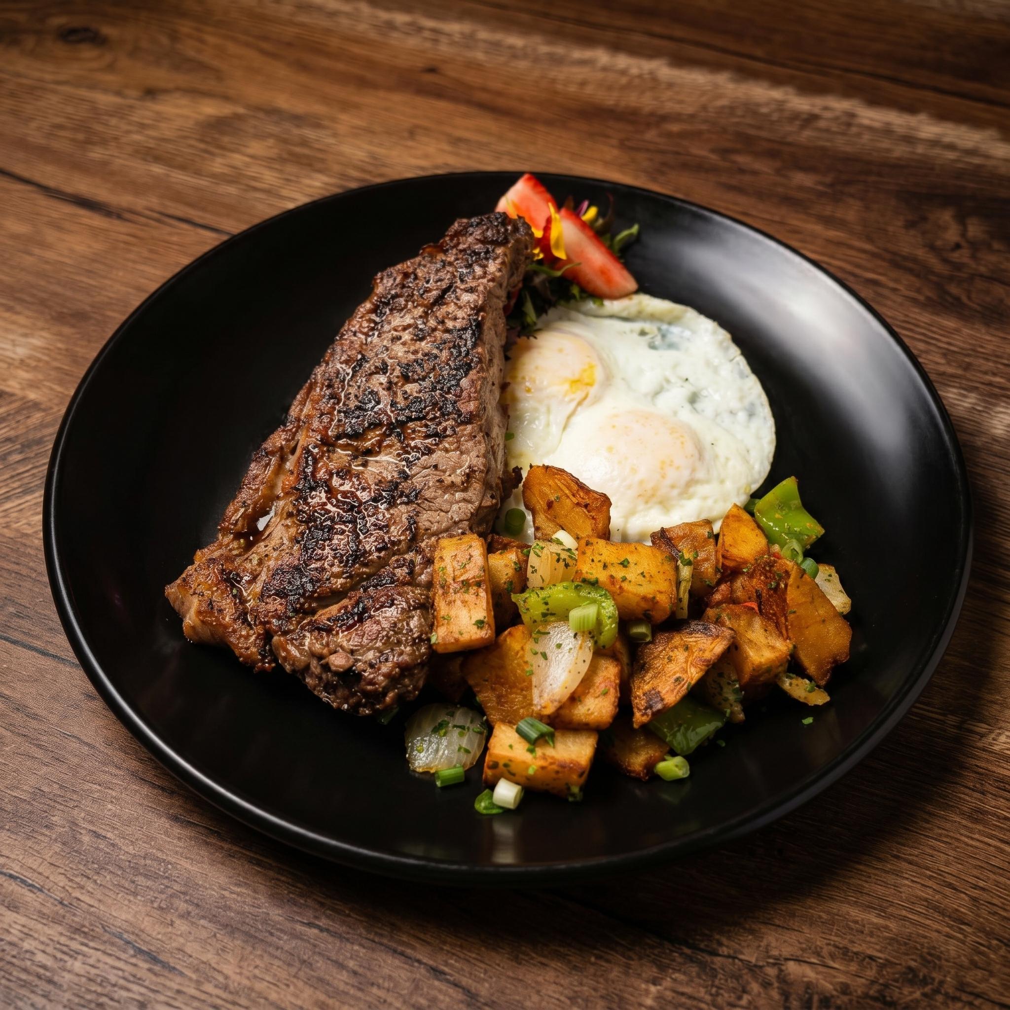 Evan's NY Steak and Eggs.