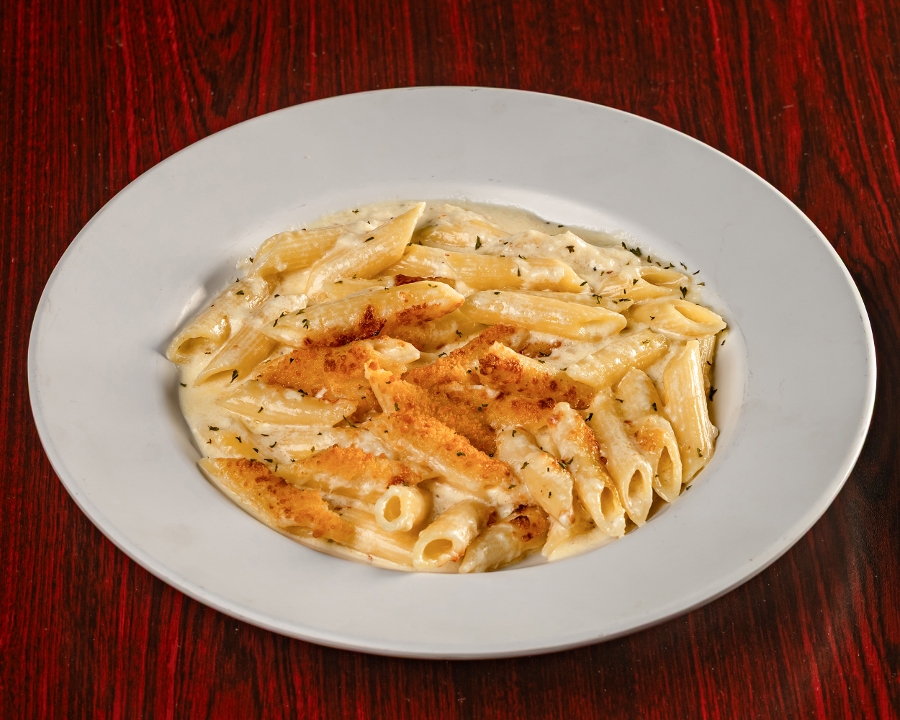 Rocco's Baked Penne Alfredo.