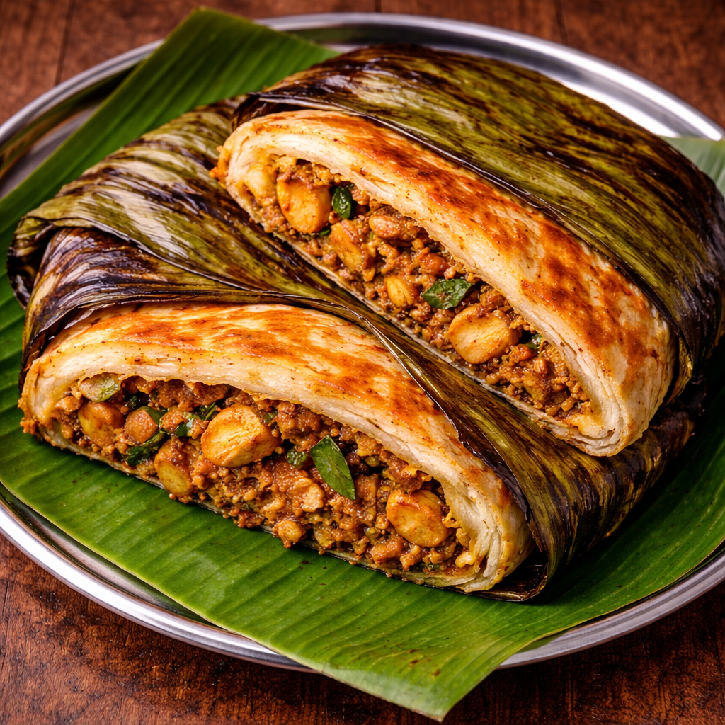 Vazhai Ilai Parotta (Banana leaf Parotta).