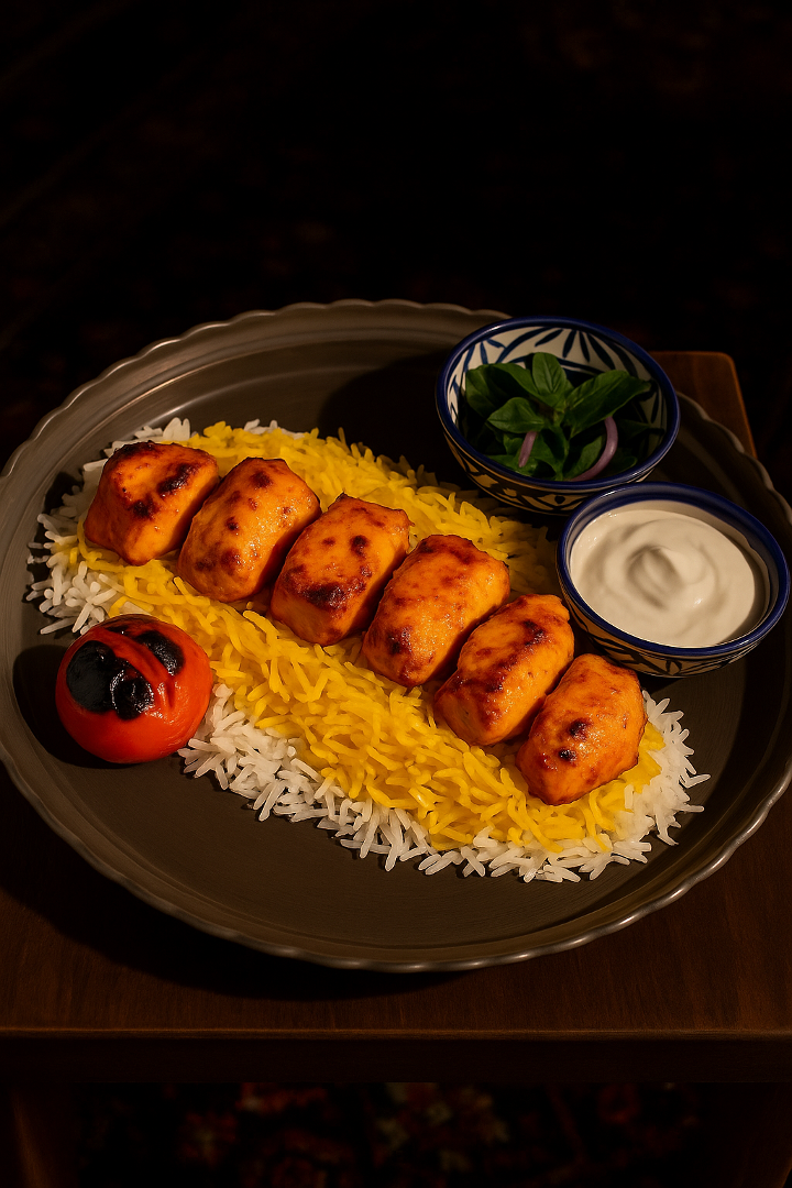 Salmon Kabob (کباب ماهی سالمون).