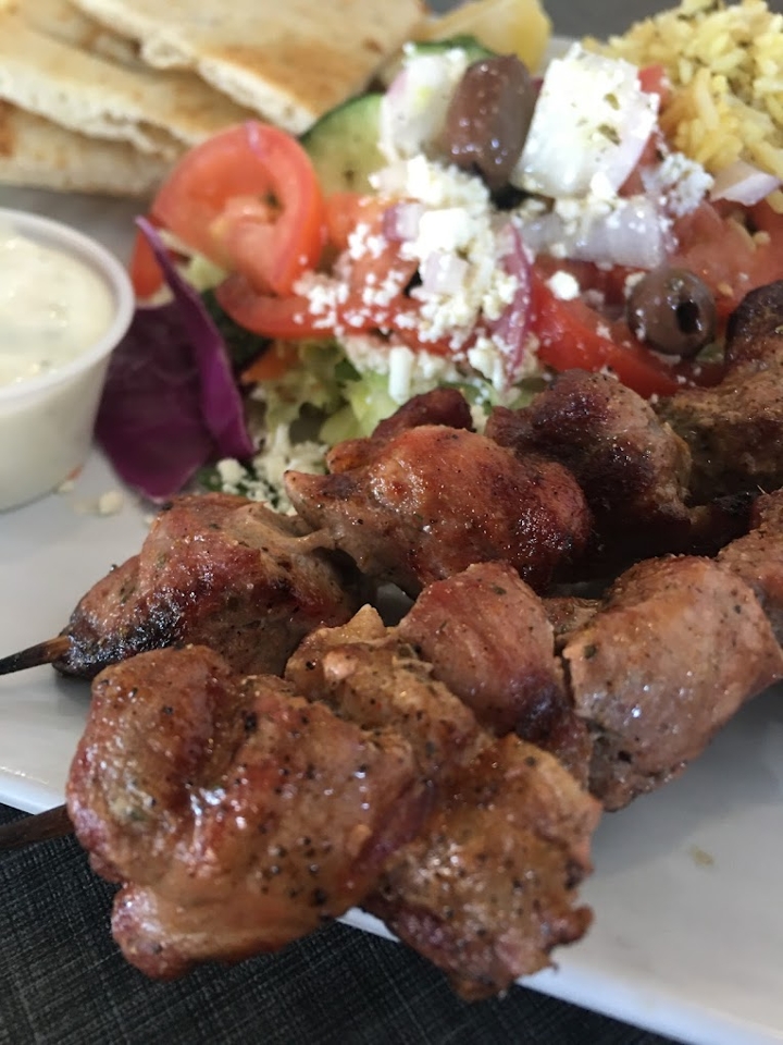PORK SOUVLAKI ENTREE.