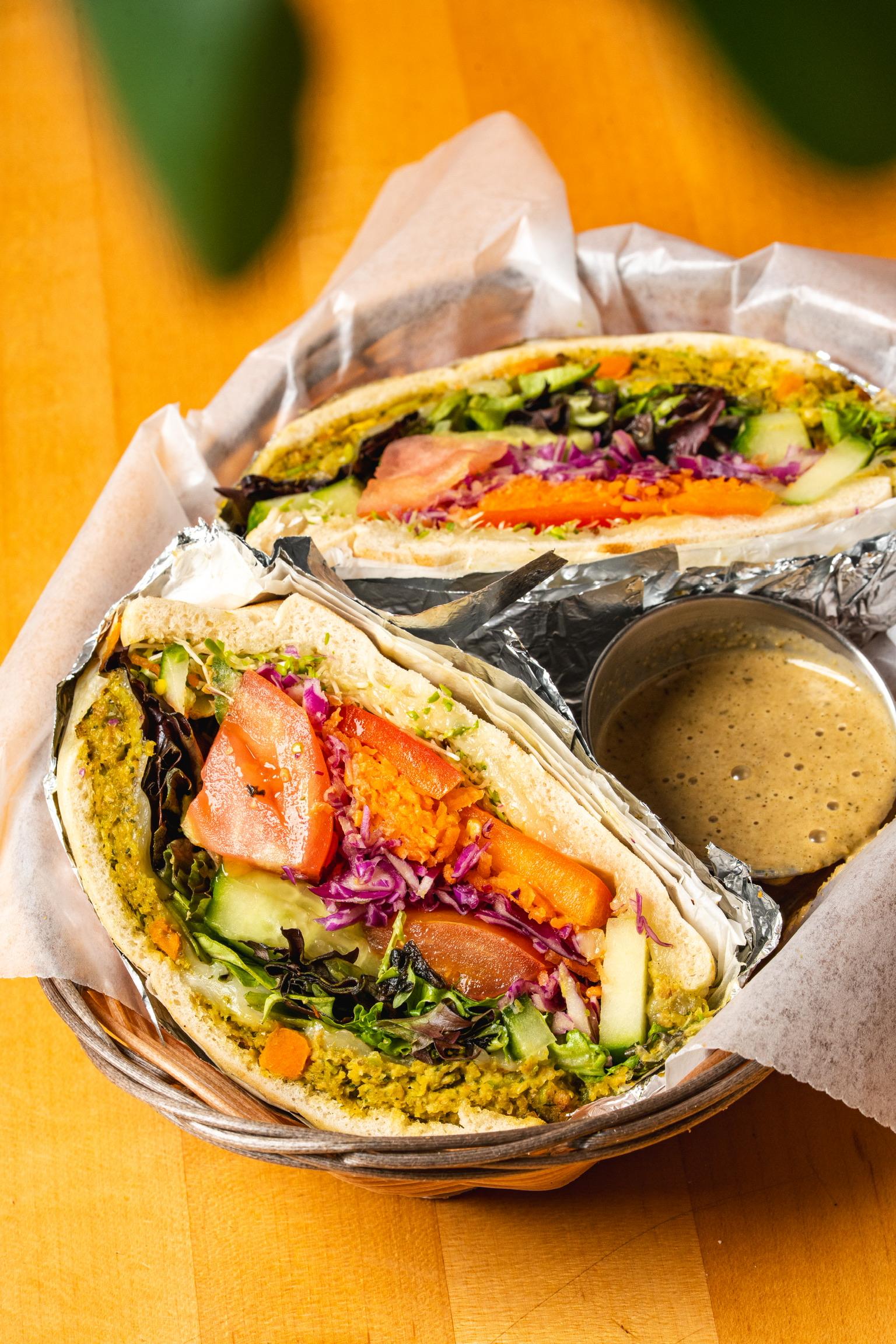 Veggie Burger Pita Melt.