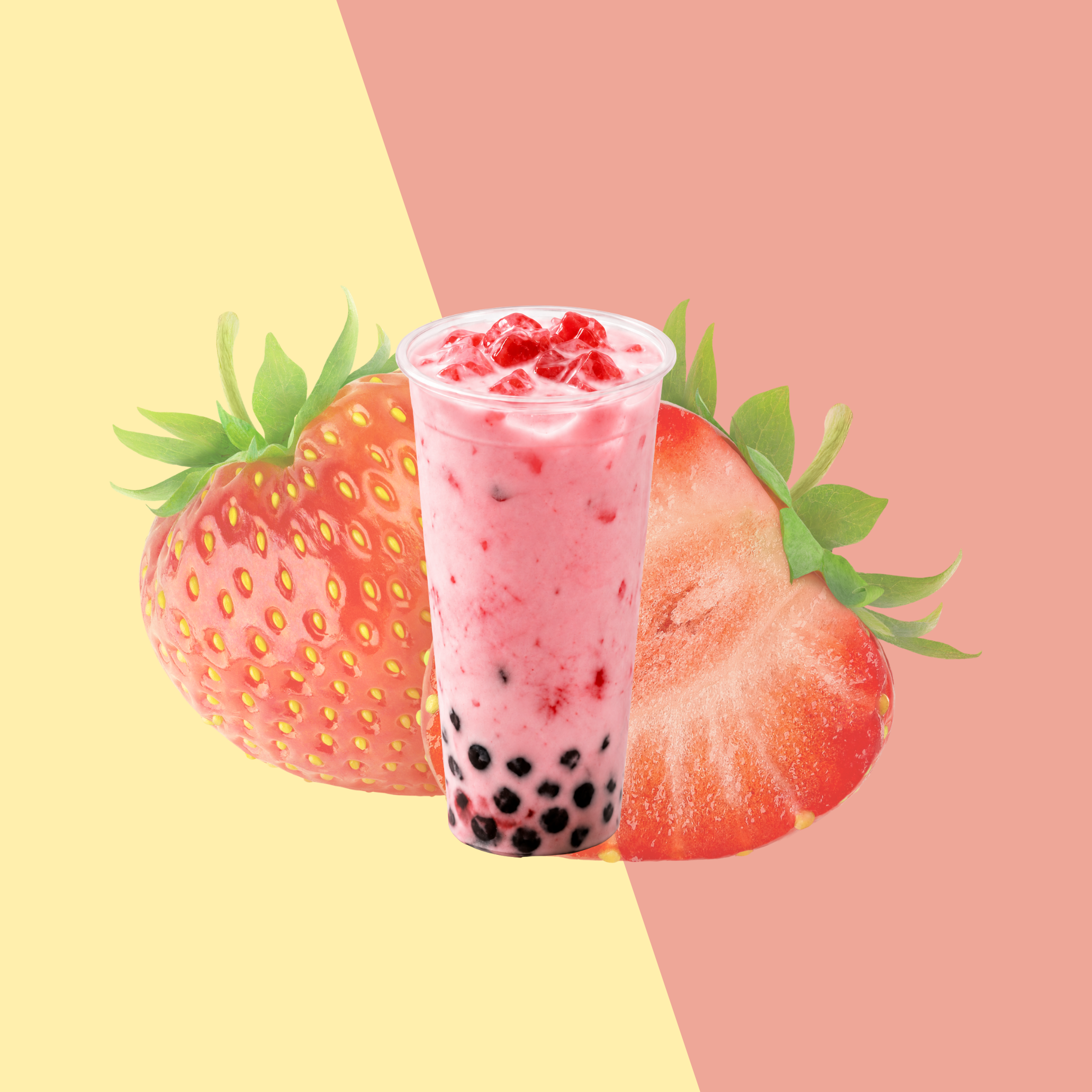 Strawberry Boba Tea (24oz).