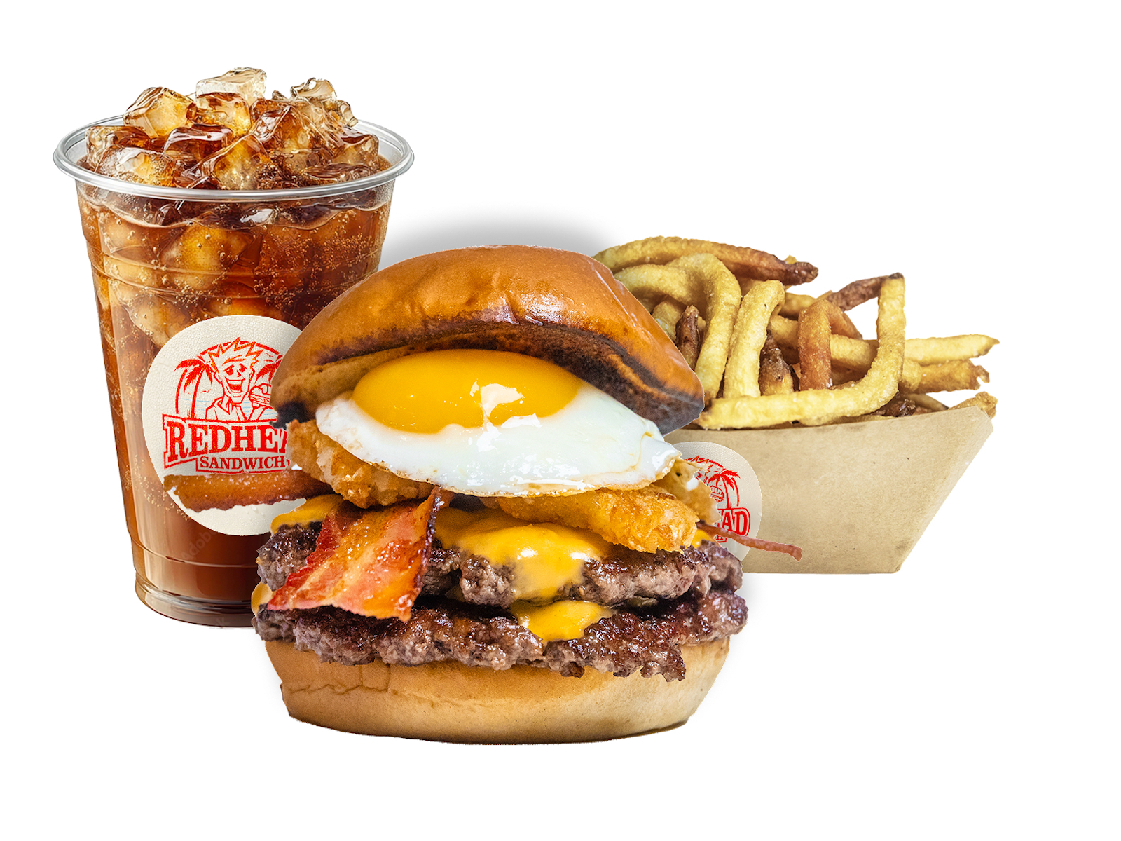 Hangover Burger W/ Fries & Drink.