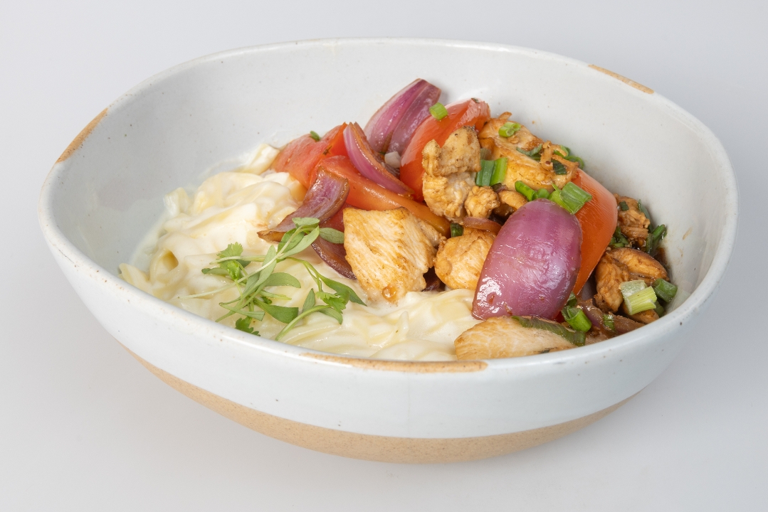 Sauteed-Tossed Noodles with chicken.