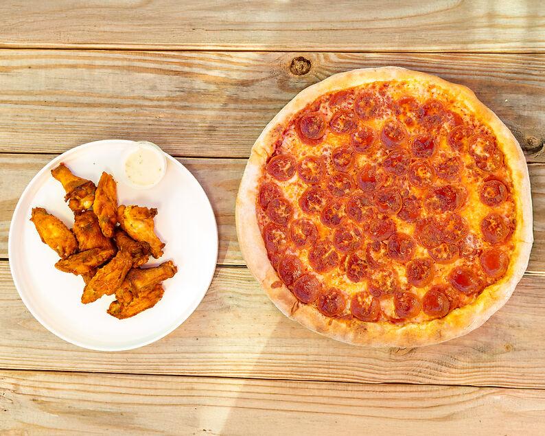 Medium 1 Topping Pizza & 10pc Wings.