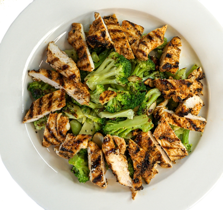 Grilled Chicken w/ Sautéed Broccoli Oil and Garlic.