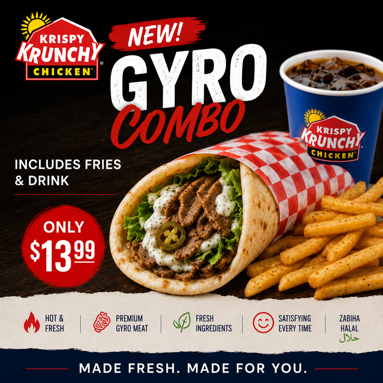 Gyro Wrap Halal Combo.