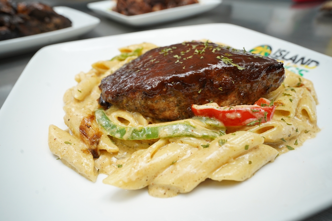 Jerk Salmon Pasta.