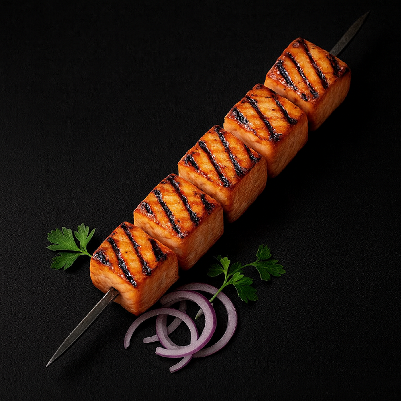 +Add Skewer Salmon Kabob (کباب ماهی سالمون).
