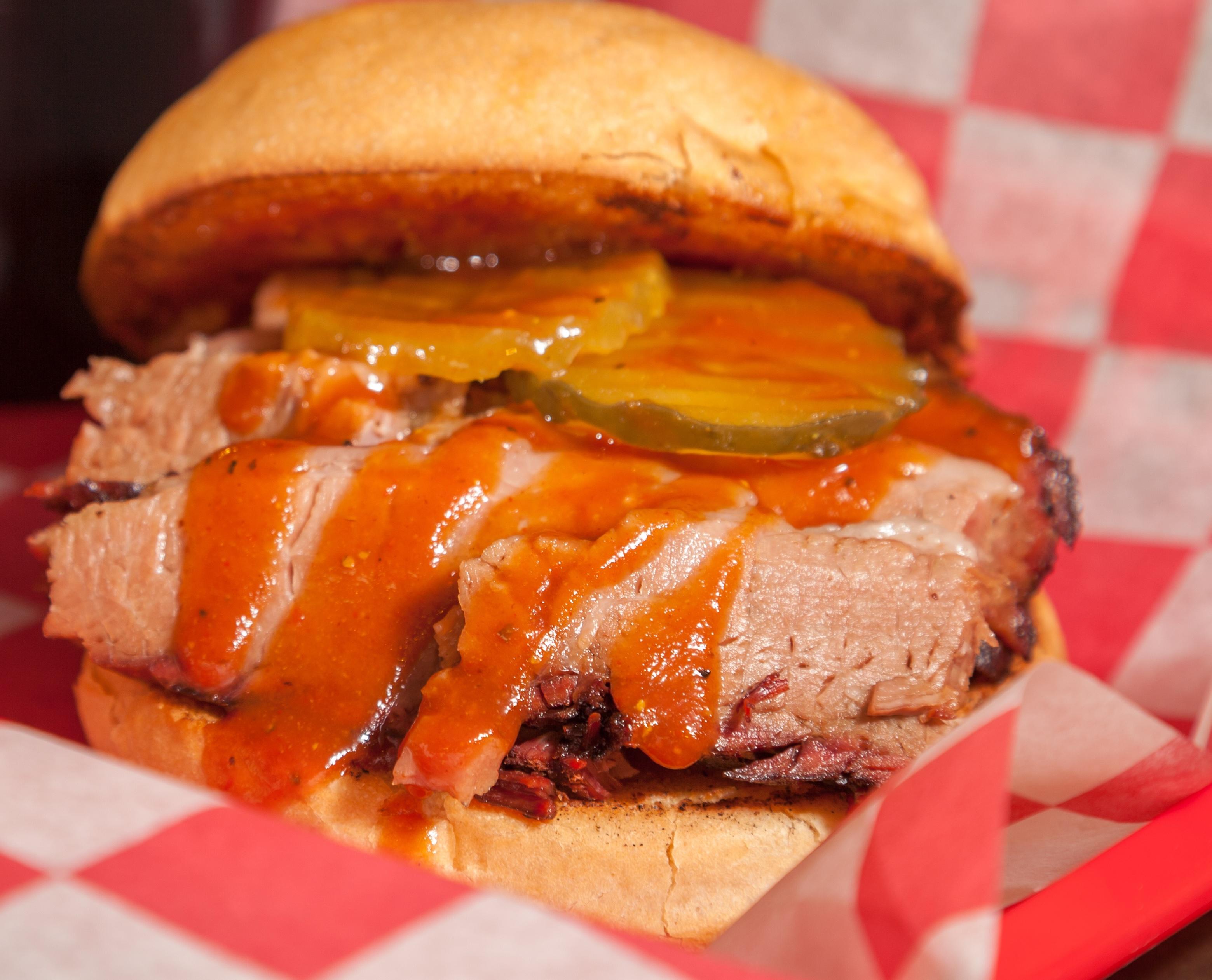 Smoked Angus Beef Brisket Sandwich Solo.