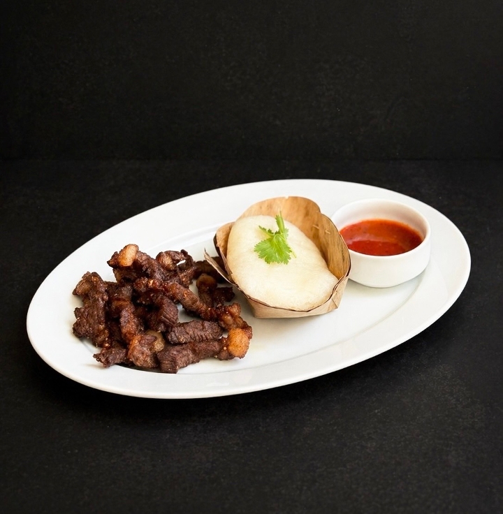 Fried Beef Jerky with Sticky Rice.