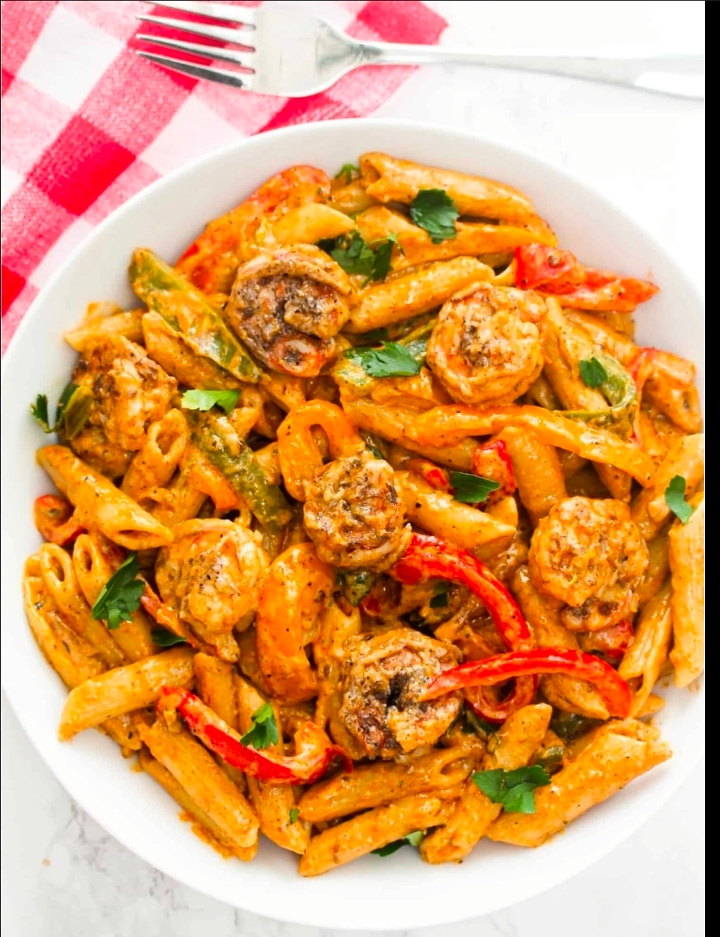 RASTA SHRIMP PASTA.