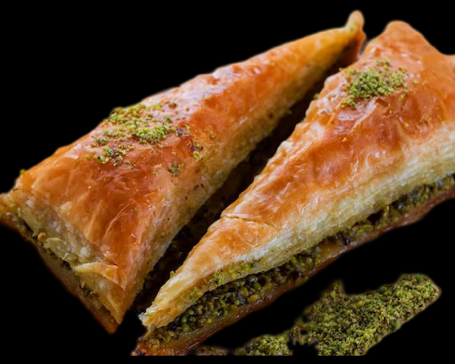2 Large Triangle Pistachio Baklava.
