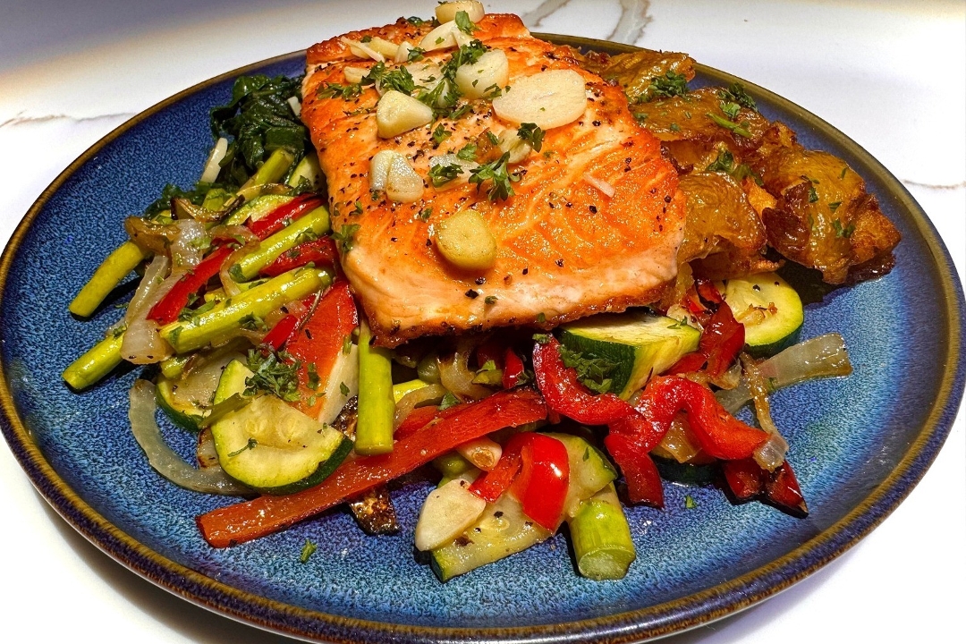 Salmon with White Wine Sauce.