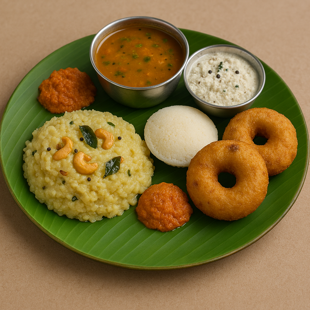 Pongal, Vada (2), Idly (1) Combo.