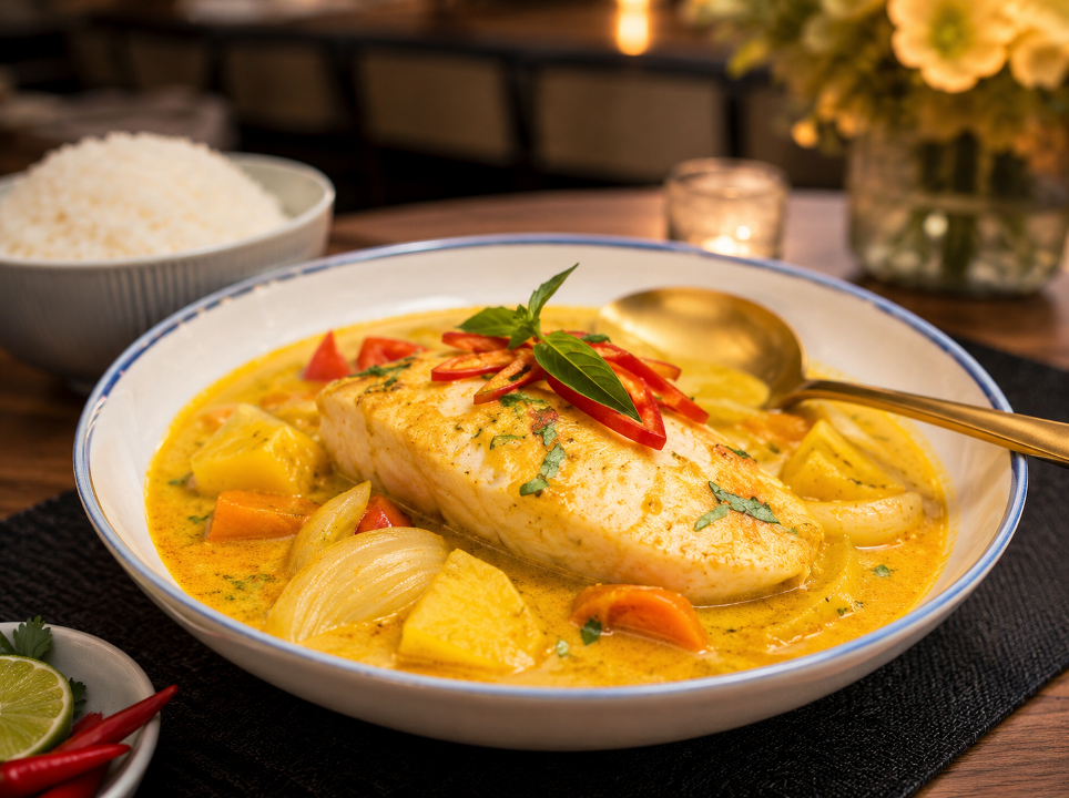 Tropical Yellow Sea Bass Curry.