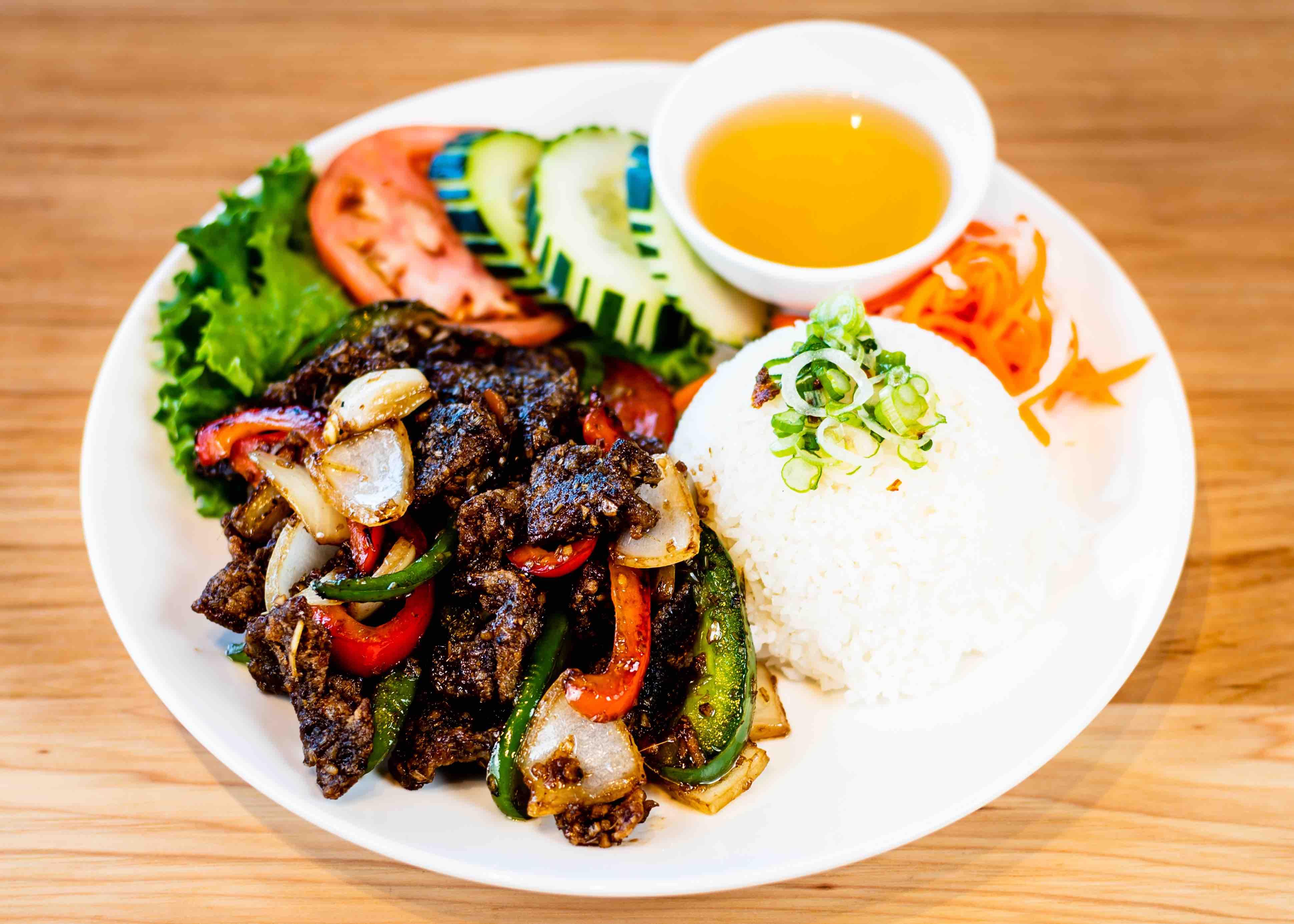 Crispy LMG Beef Rice.