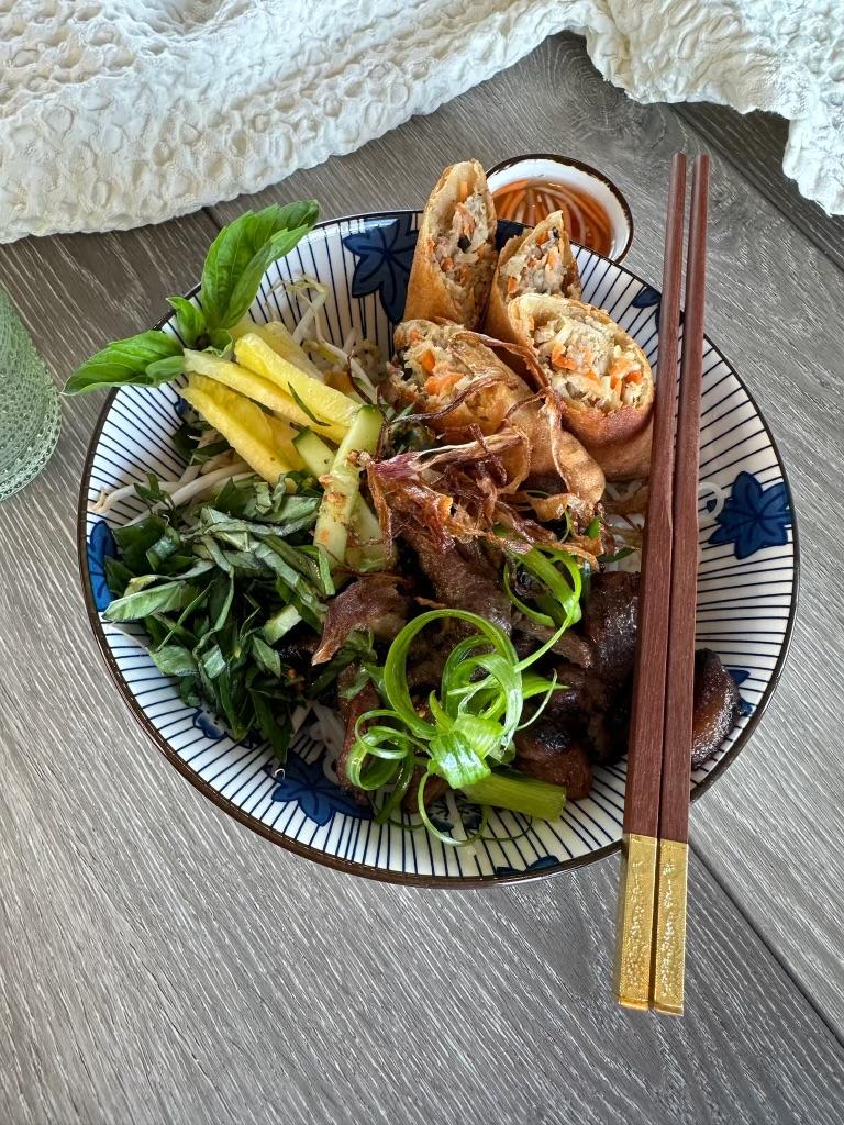 Classic Vermicelli Bowl (Bun Thit Nuong, Cha Gio).