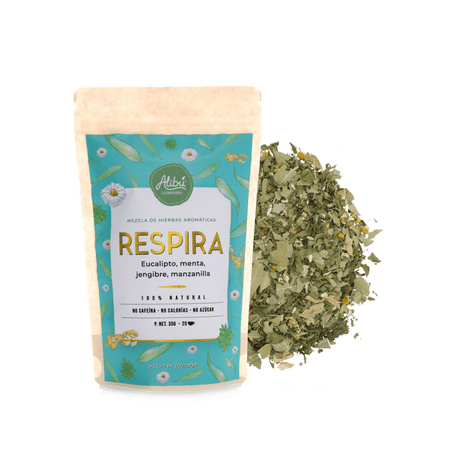 Alibu Herbal Tea  Respira  (Breathe)  Caffeine Free  Vegan  100% Natural  Kosher  25 Cups.