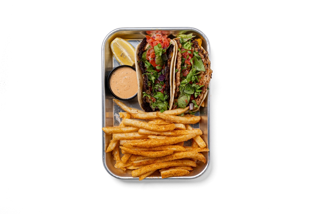 Smash Tacos - 2 Tacos with Seasoned Fries.