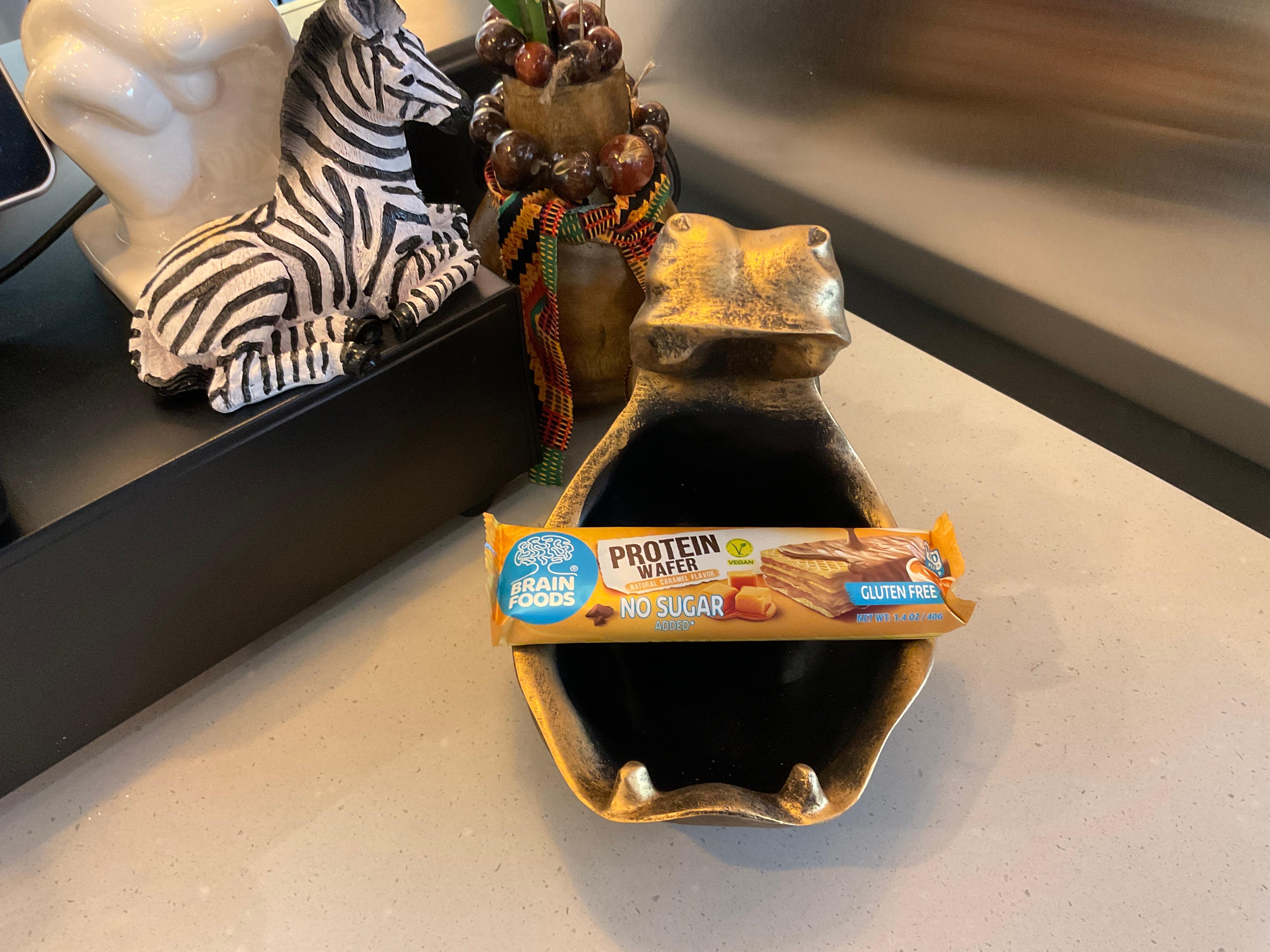 Brain Foods GF Caramel Protein Wafer.