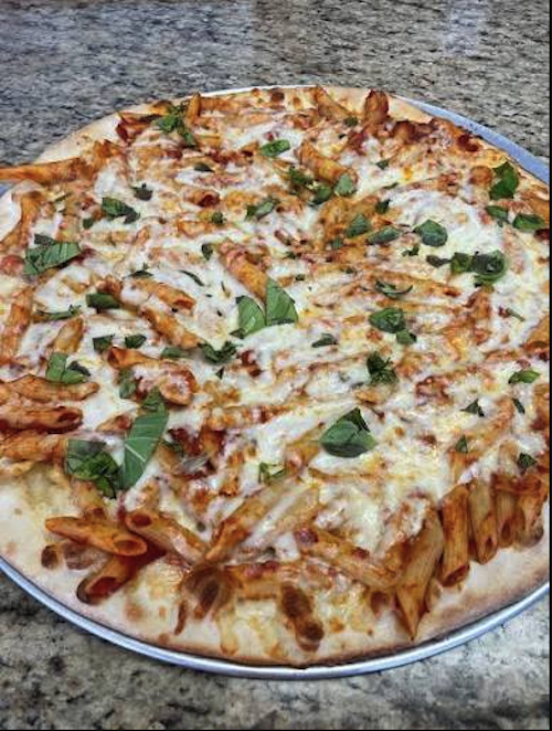 Baked Ziti Pizza.