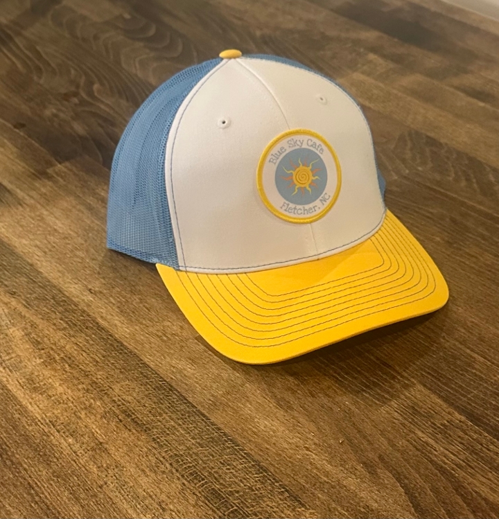 Trucker Baseball Hat Blue/White/Yellow.