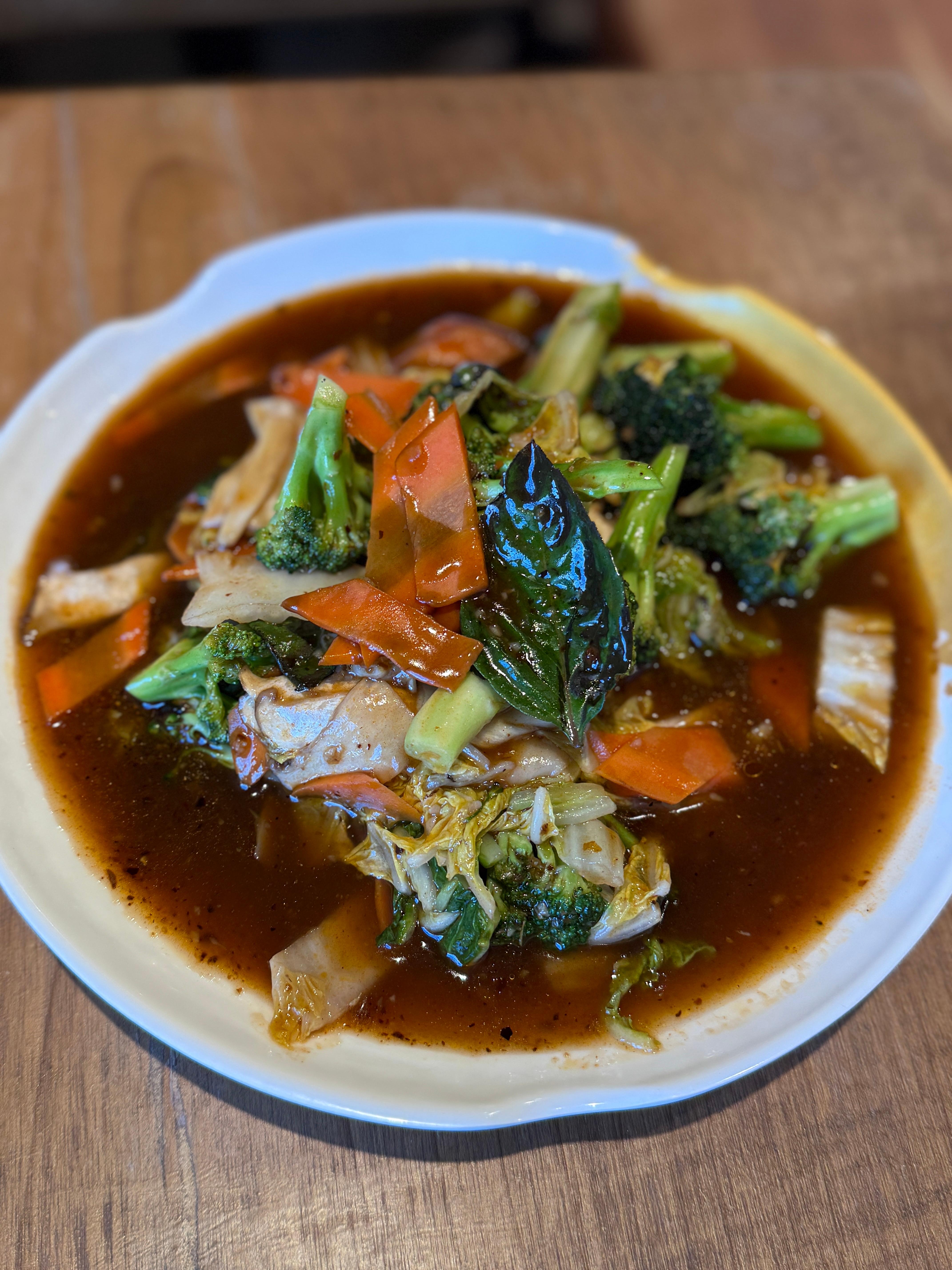 Mixed Vegetables with Basil Sauce.