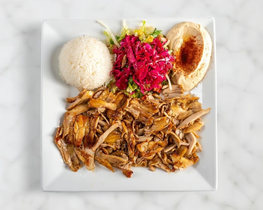 CHICKEN SHAWARMA PLATE.