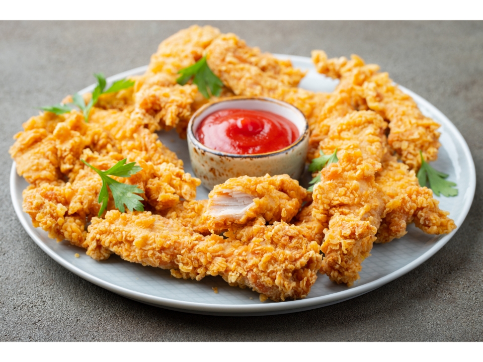 Breaded chicken side.