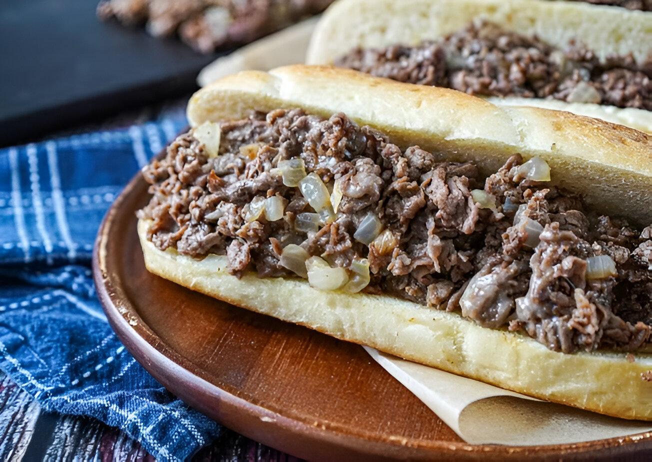 Steak onion cheese sub.