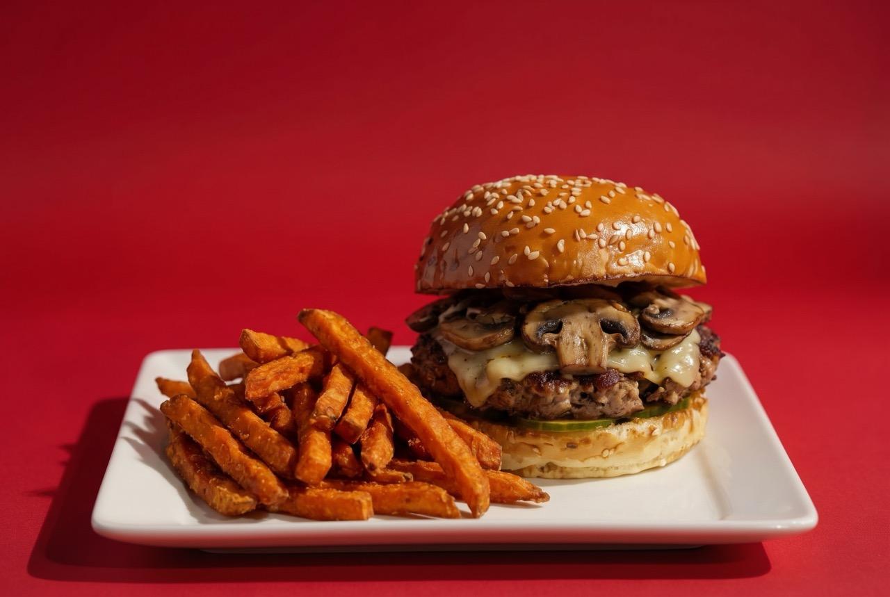 Mushroom Swiss Burger.