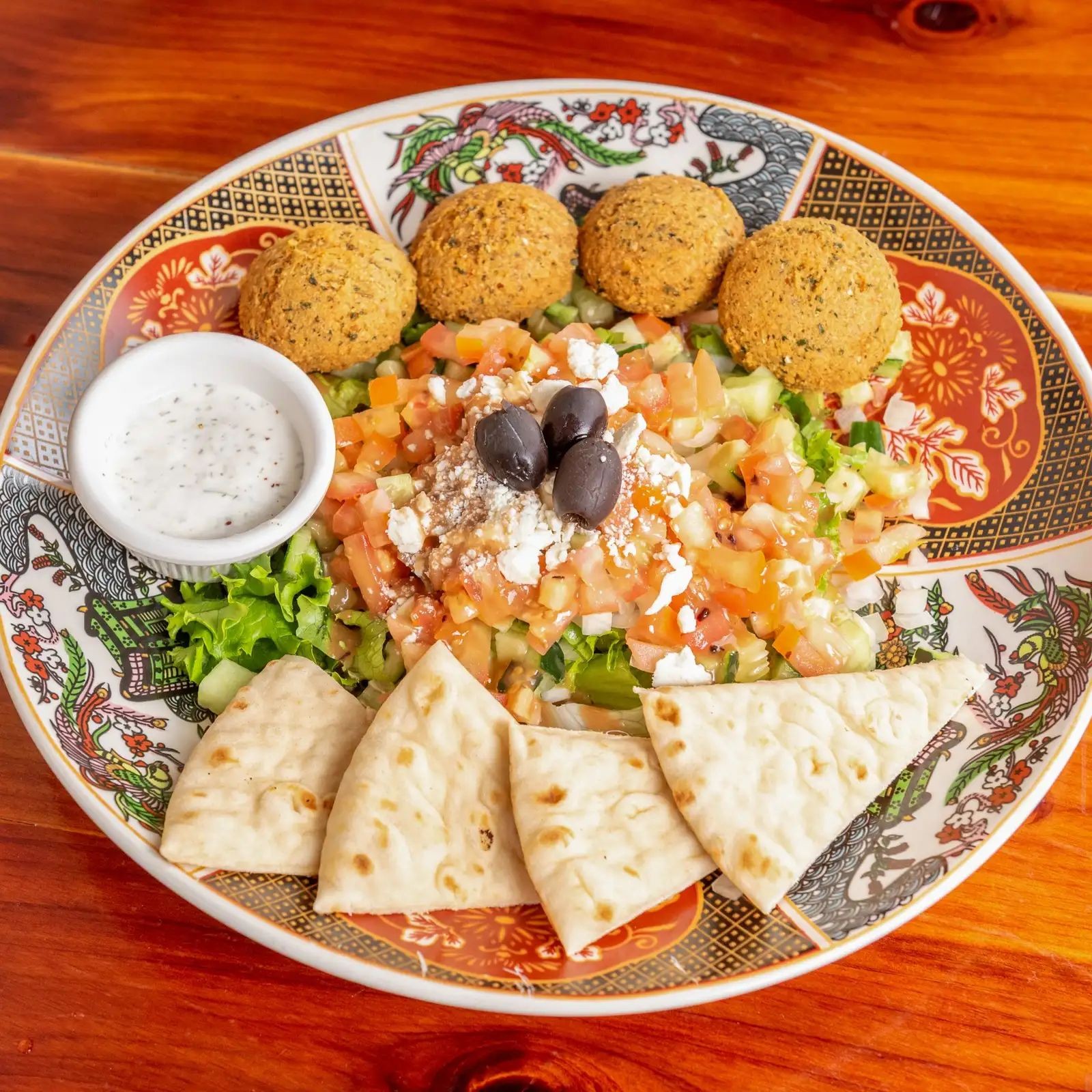 Greek Salad with Falafel.