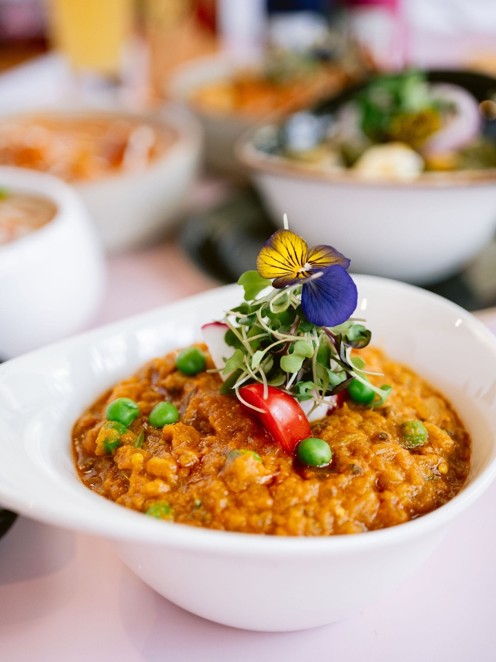 Baingan Bhartha (spiced eggplant hash).