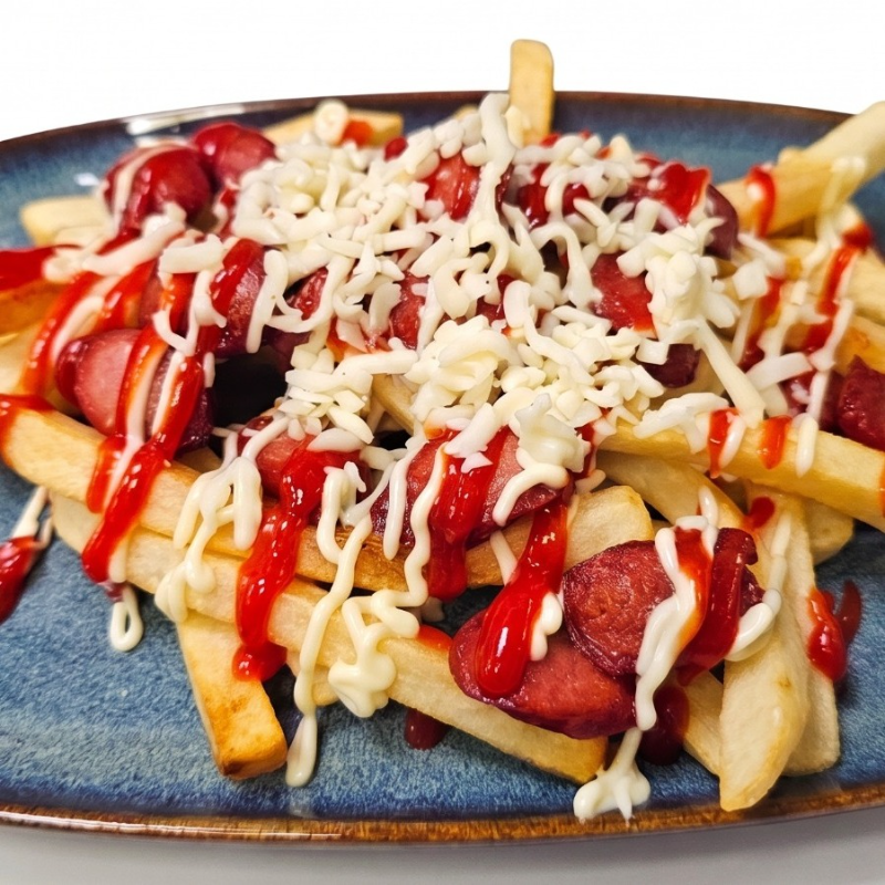 Salchipapas.
