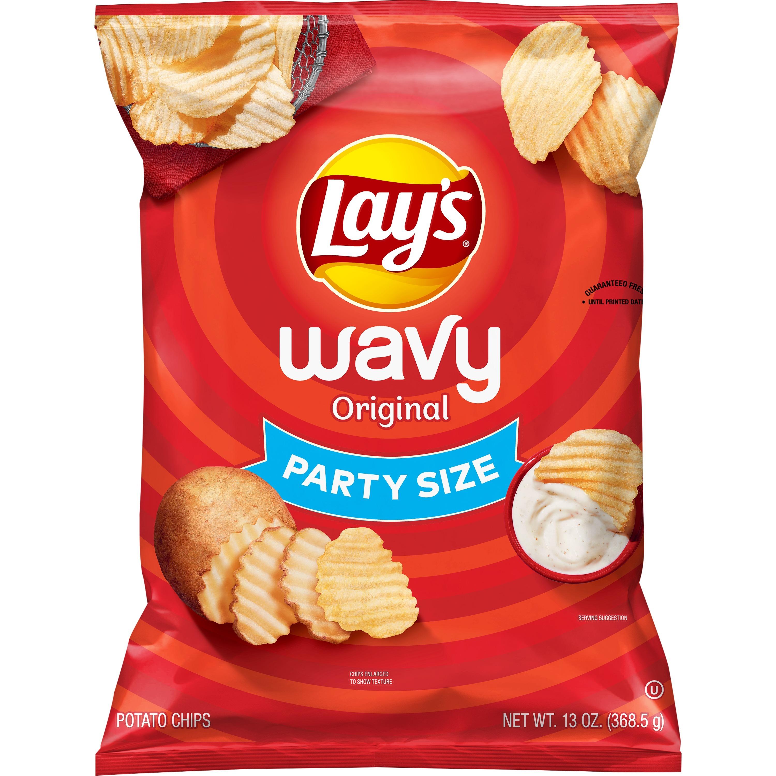 Lay's Wavy Original Potato Chips  Party Size  13 Oz Bag.