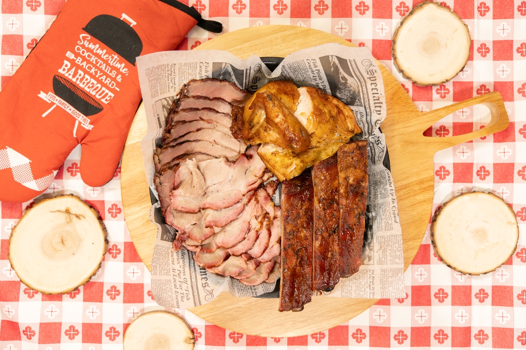 Beef, Pork, Chicken & Rib.