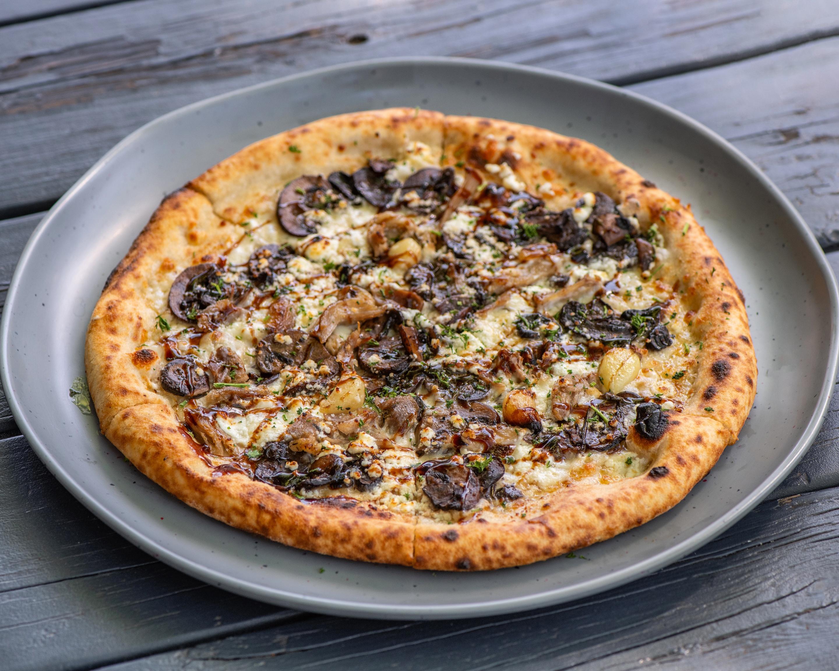 Duck Duck Shroom Pizza.
