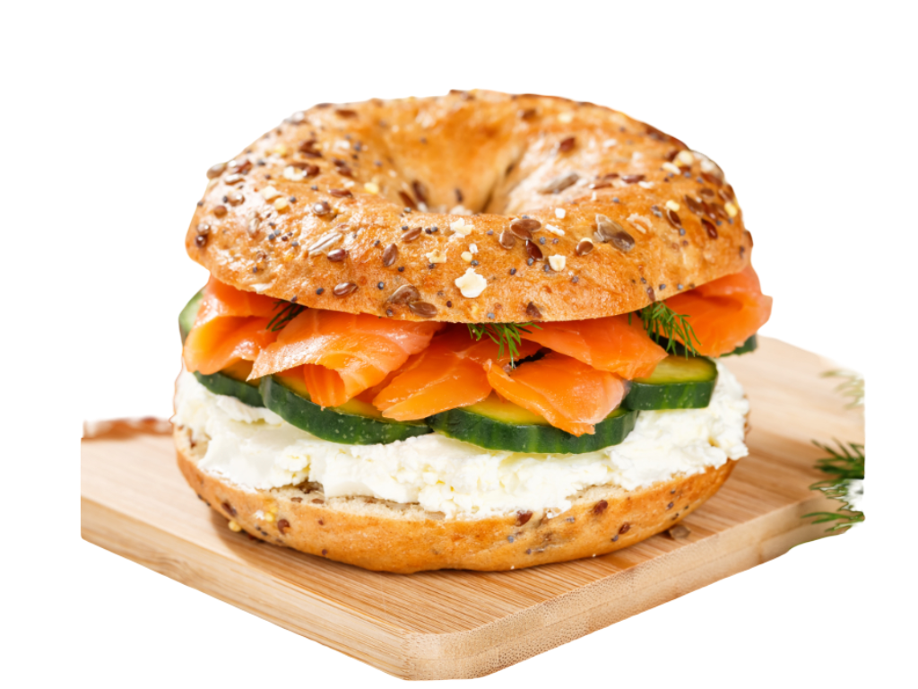 (E) Bagel, Lox Cream Cheese Spread.