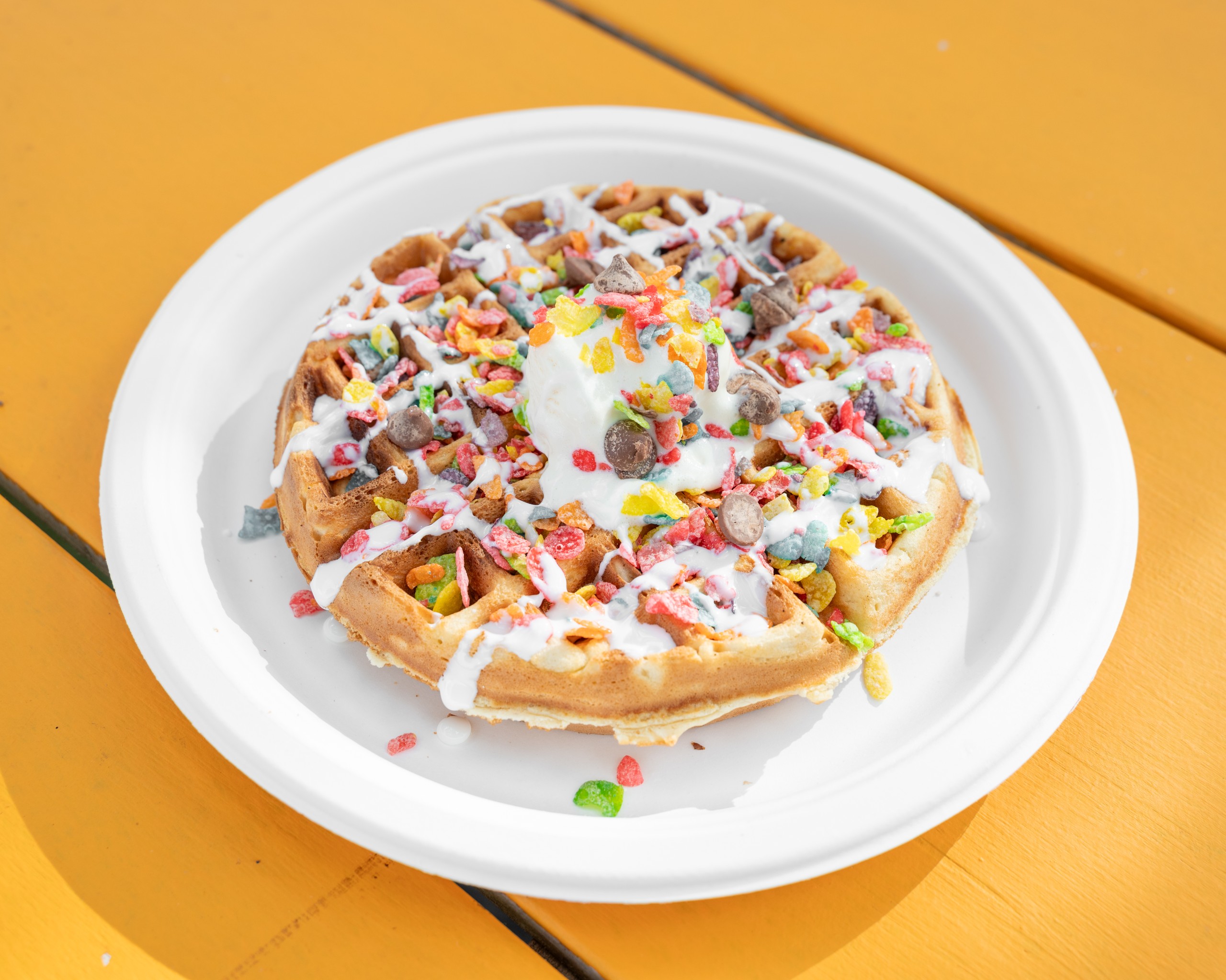 O - Rainbow Crunch Waffle.