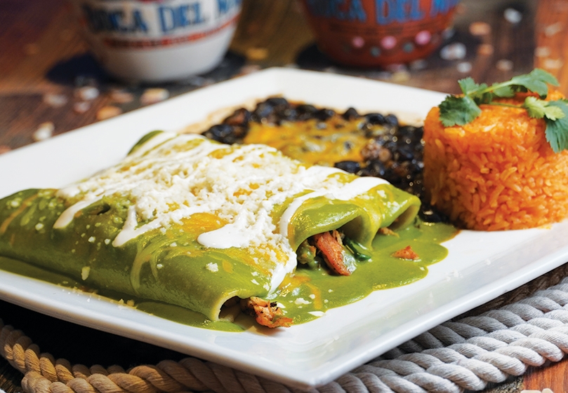 Chicken and Spinach Enchiladas.