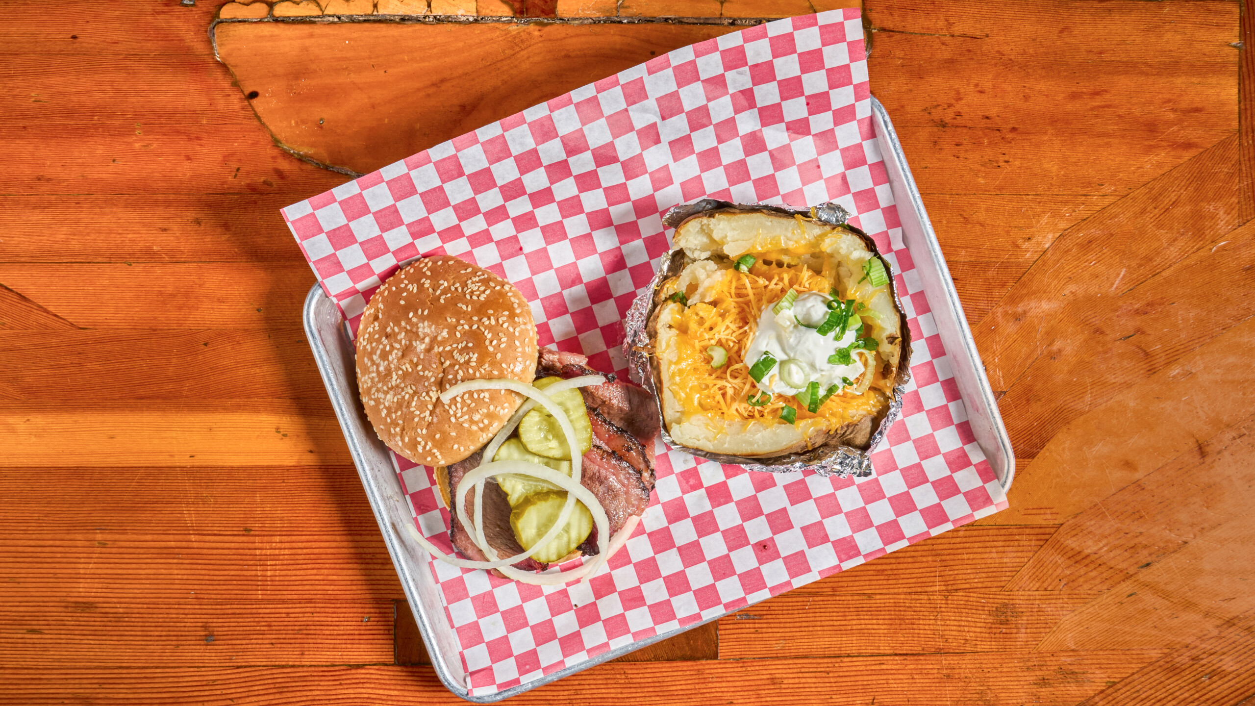 Sandwich Plate with Overstuffed Potato.