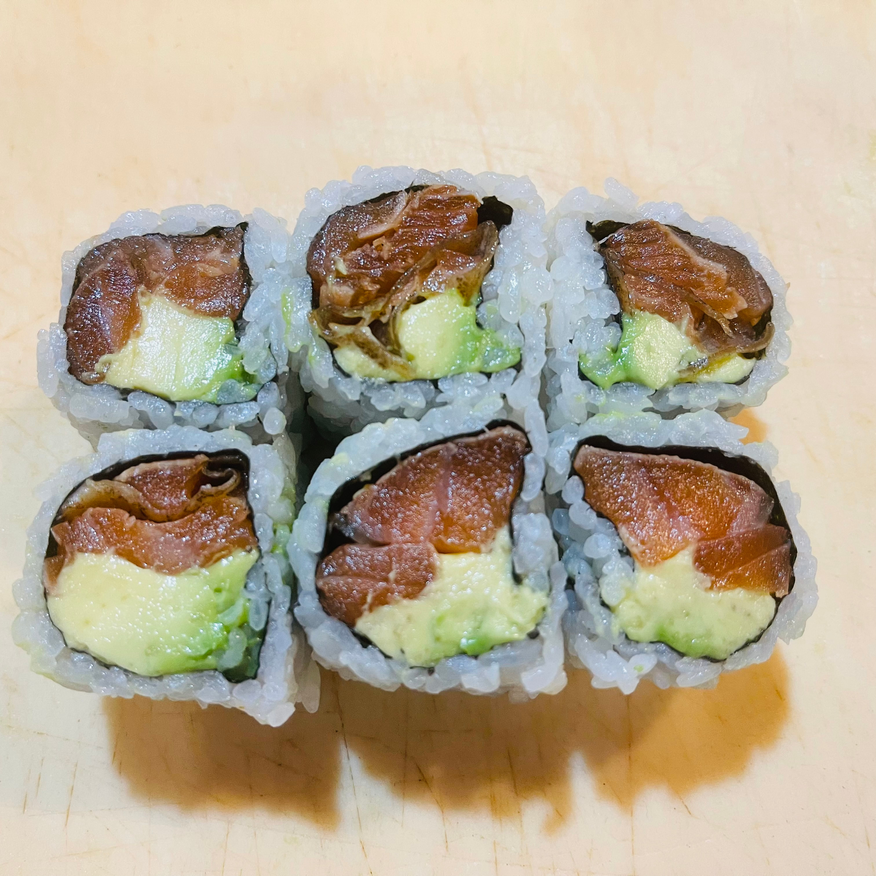 Seared Salmon Avocado Roll.