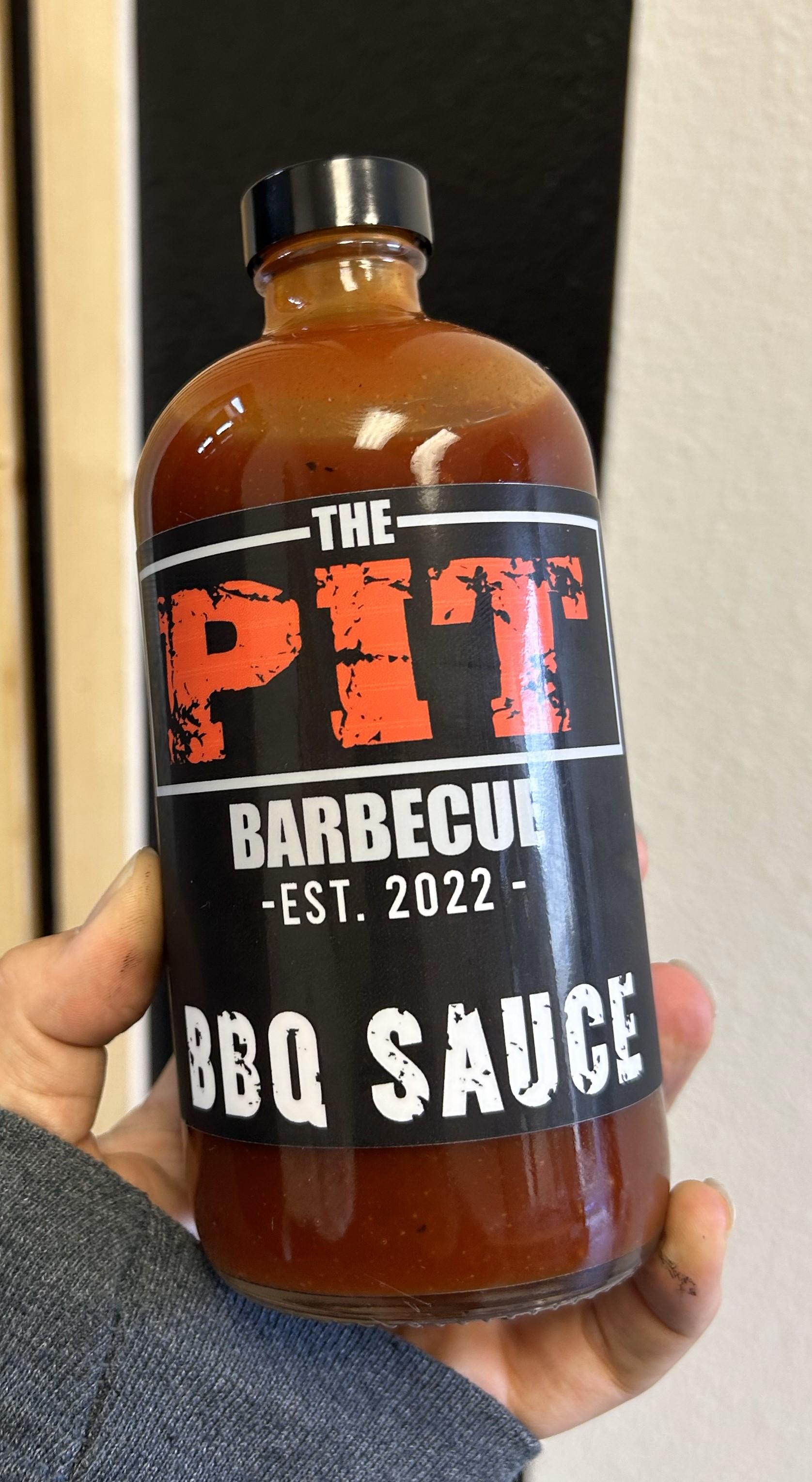 16 oz PIT BARBECUE SAUCE BOTTLE.