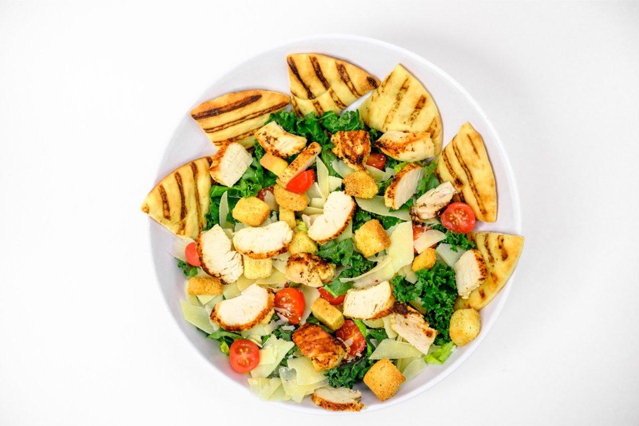 Kale chicken caesar salad.