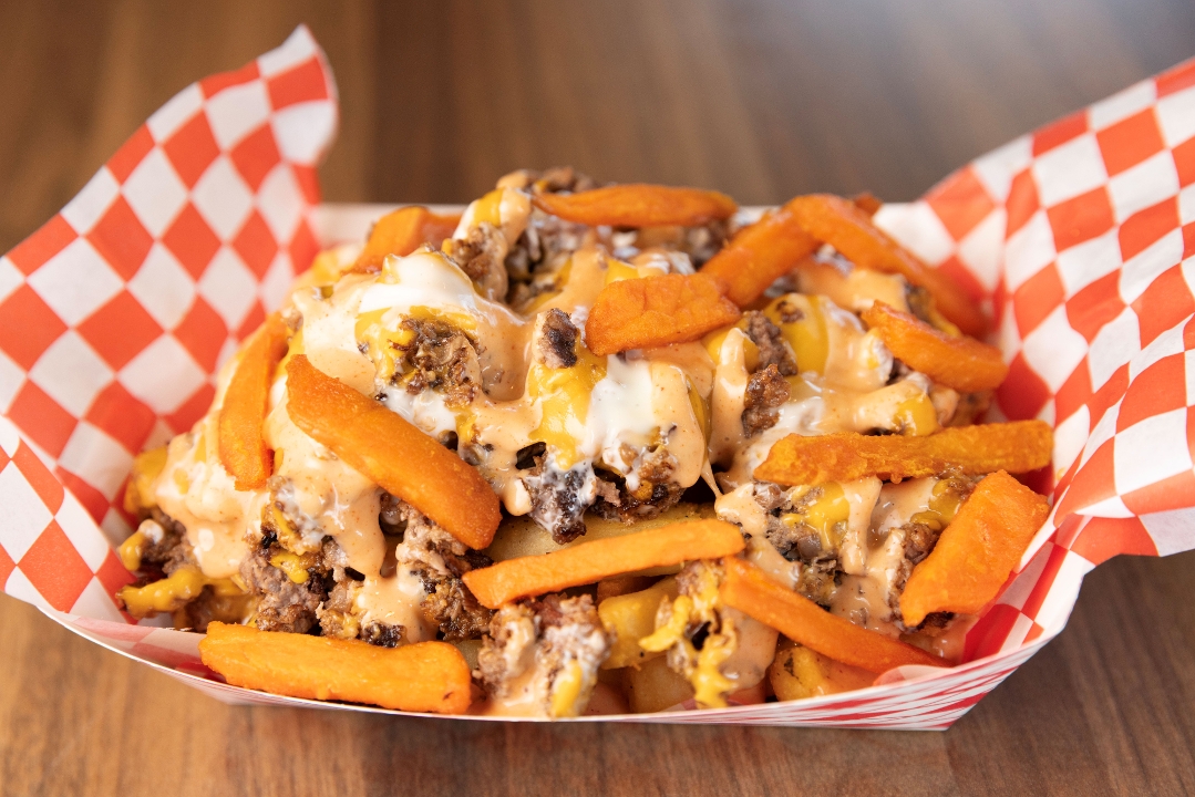 Loaded sweet potato fries.
