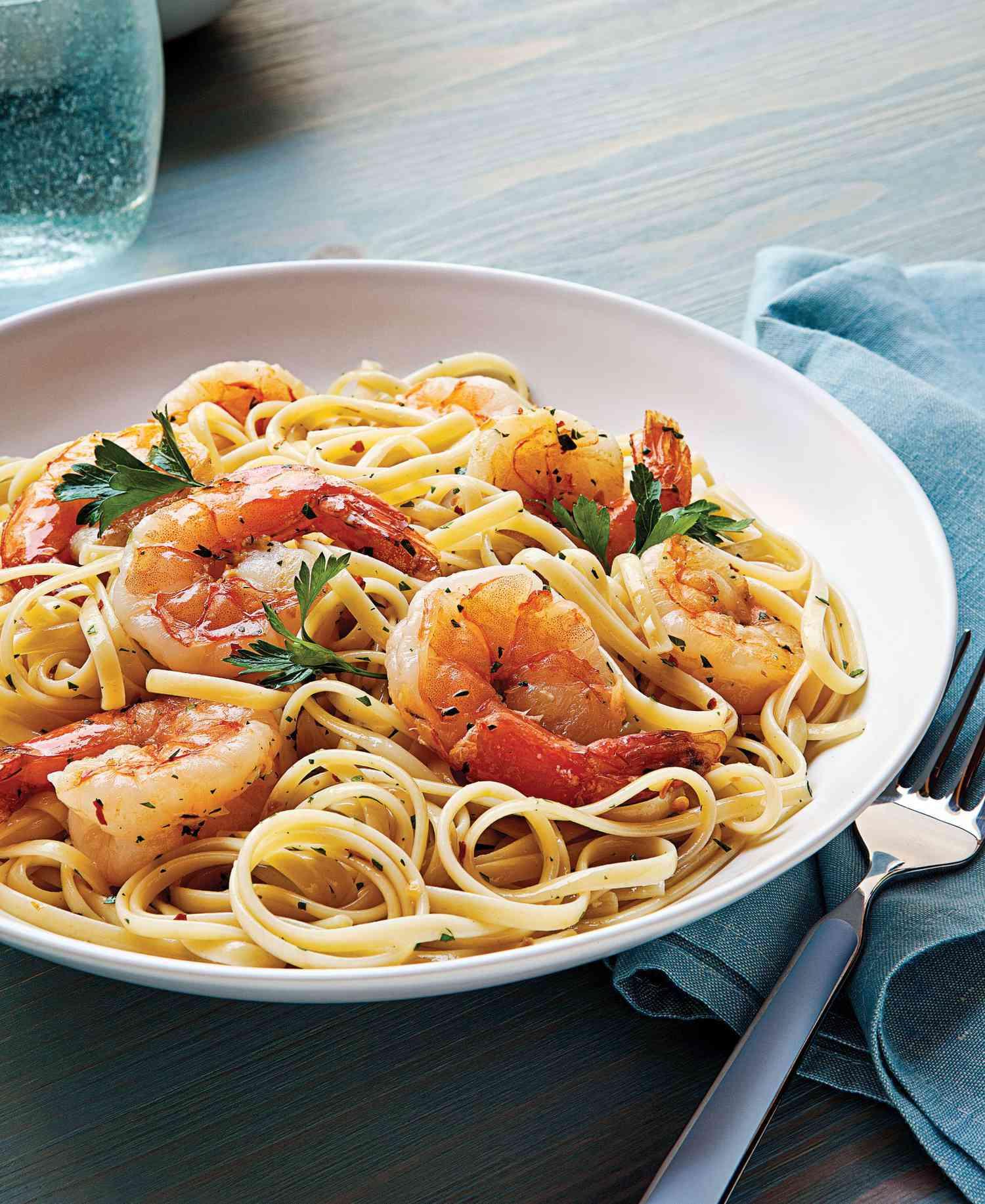 Pasta With Shrimp Scampi.