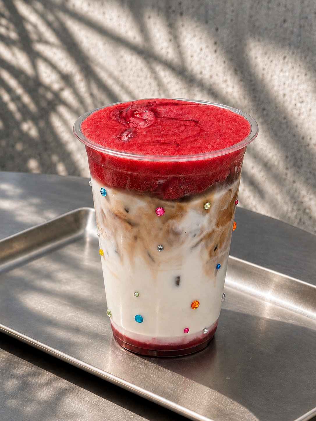 RASPBERRY SPARKLE LATTE (iced).